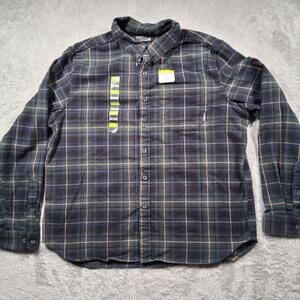 Eddie Bauer Shirt Mens XL Blue Plaid Flannel Long Sleeve Supersoft Stretch